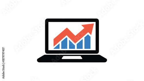 Online business growth and data analysis represented on a modern laptop screen Vector