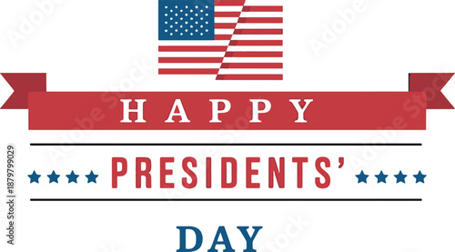 Happy Presidents' Day Vintage Banner with American Flag and Stars Vector