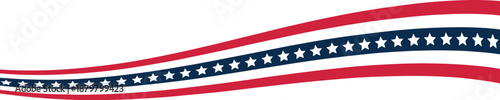 American patriotic ribbon border with stars and stripes wave design