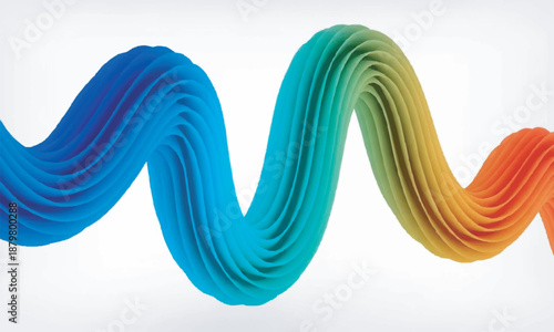 A dynamic and colorful wave transitions smoothly through a spectrum of colors, starting from deep blue and moving through turquoise, green, yellow, and ending in bright orange. 