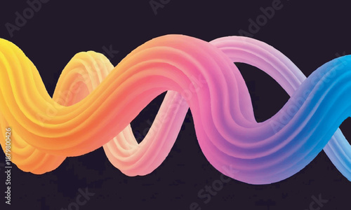 Abstract design with swirling patterns. The swirls transition smoothly through a spectrum of bright colors
