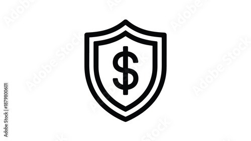 Financial security shield icon representing protected money and investment safety Vector