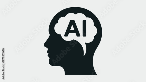 Artificial intelligence concept represented by human head silhouette with ai inside brain Vector