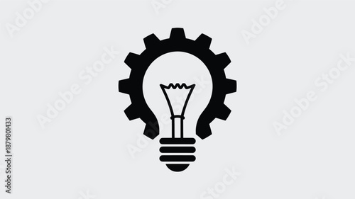 Innovative engineering idea: a light bulb seamlessly integrated within a gear icon Vector