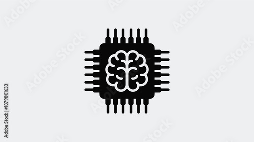 Artificial intelligence brain on a microchip representing advanced computing and smart technology Vector