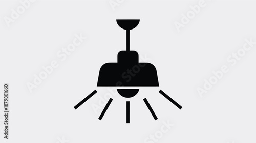 A minimalistic icon representing a ceiling-mounted lamp or light fixture illuminating an area Vector