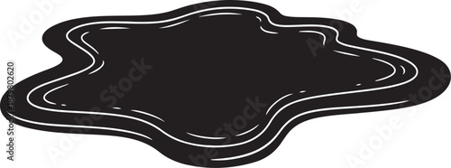 Black and white abstract shape with white outline details