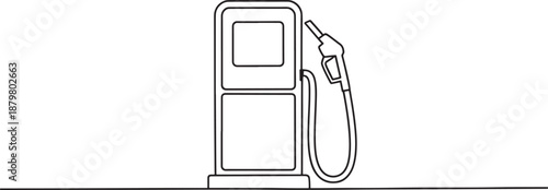 Gas Pump Line Drawing: Minimal Continuous Energy Station Art for Fuel Industry and Automotive Design