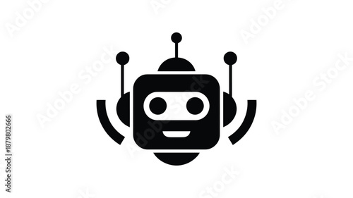 Friendly communication robot icon representing artificial intelligence and digital assistance Vector