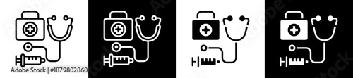 Equipment Health Icon Set In Black And White Filled Style Collection