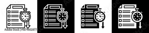 Downtime Report Icon Set In Black And White Filled Style Collection