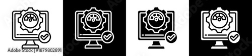 System Performance Icon Set In Black And White Filled Style Collection
