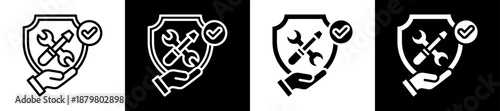 Preventive Maintenance Icon Set In Black And White Filled Style Collection