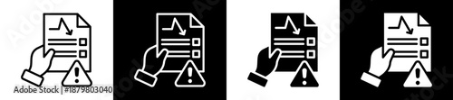 Failure Report Icon Set In Black And White Filled Style Collection