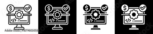 System Stability Icon Set In Black And White Filled Style Collection