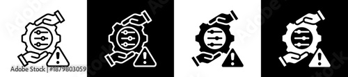 Risk Control Icon Set In Black And White Filled Style Collection