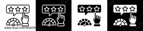 Performance Rating Icon Set In Black And White Filled Style Collection