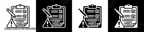 Risk Assessment Icon Set In Black And White Filled Style Collection