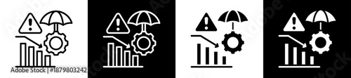 Risk Mitigation Icon Set In Black And White Filled Style Collection