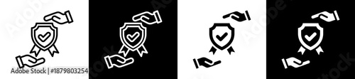 Quality Assurance Icon Set In Black And White Filled Style Collection