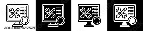 Maintenance Status Icon Set In Black And White Filled Style Collection