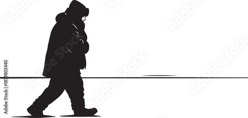 Silhouette of a person walking alone in the darkness