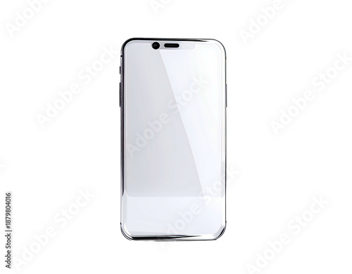 Gleaming, front-facing smartphone on black background