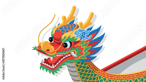 Vibrant dragon boat festival head with detailed colors and patterns