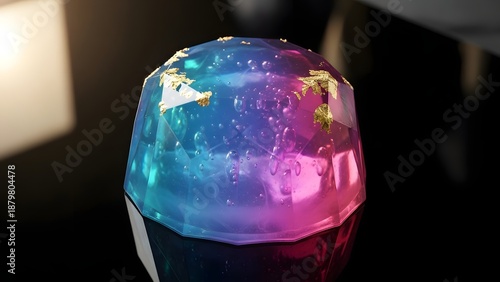 Wallpaper Mural Abstract geometric object with vibrant colors and gold accents reflecting light Torontodigital.ca