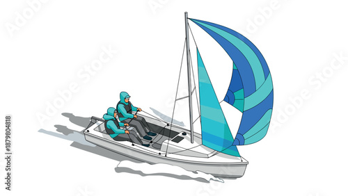 Colorful sailing adventure in modern isometric design