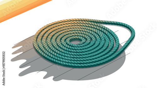 Abstract isometric coiled rope with shadow and gradient effect