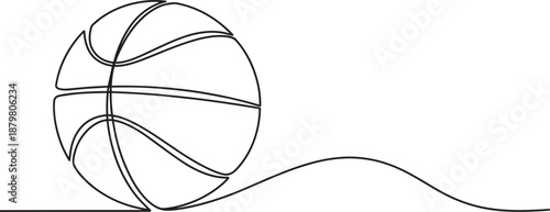 Basketball line icon banner, sport ball outline illustration for training fitness competition concept