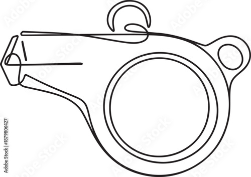 Whistle line icon banner, referee sport coach signal outline illustration for training concept