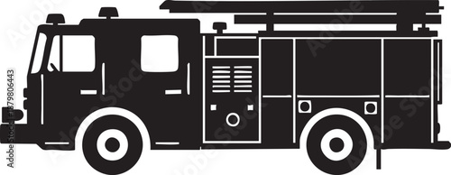 Black and White Fire Truck Side View vehicle emergency