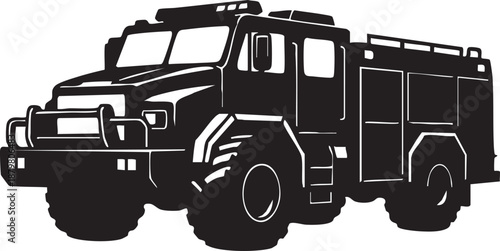 Black and White Fire Truck Silhouette emergency vehicle 1