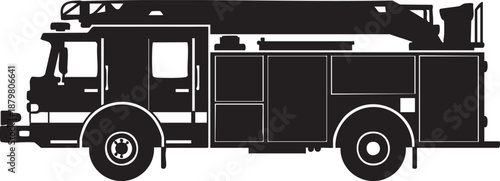 Black and White Fire Truck Silhouette emergency vehicle