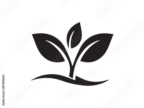 Minimalist Plant Logo Design with Three Leaves
