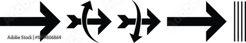 Arrow transformation icons set showing resize expand rotate alignment navigation process symbols minimal black vector illustration