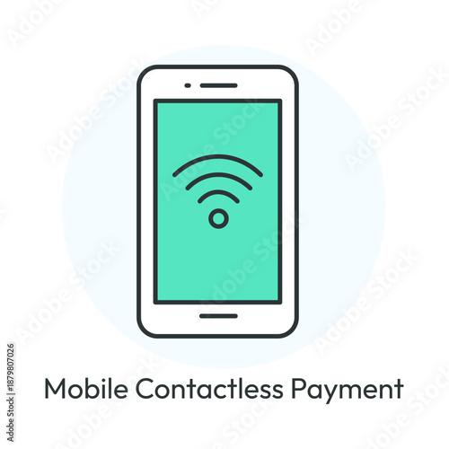Mobile banking and contactless digital payment solution icon with editable stroke.