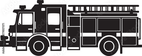 Black and White Fire Truck with Ladder emergency vehicle 1