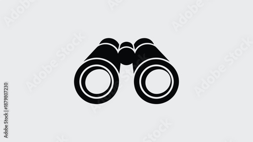 Black silhouette icon of a classic binocular for observation and exploration Vector