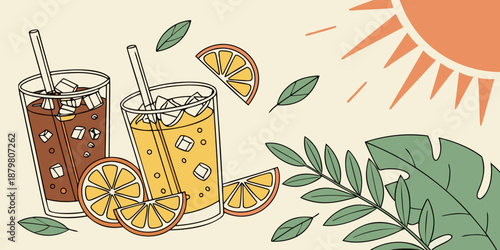 Summer Drinks Background – Refreshing Warm Lifestyle Concept