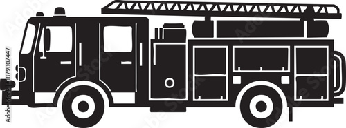 Black and White Fire Truck with Ladder vehicle