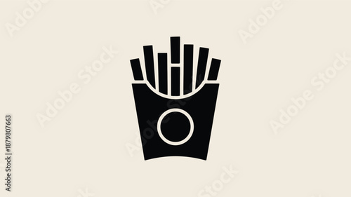 Classic french fries in a container silhouette for quick meal graphics Vector