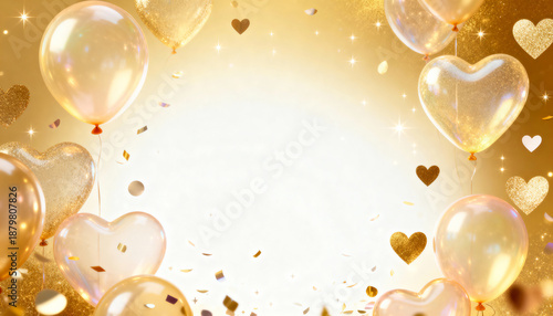 Wallpaper Mural A glamorous and grand celebration party background featuring brilliantly shining golden balloons and fluttering gold confetti Torontodigital.ca