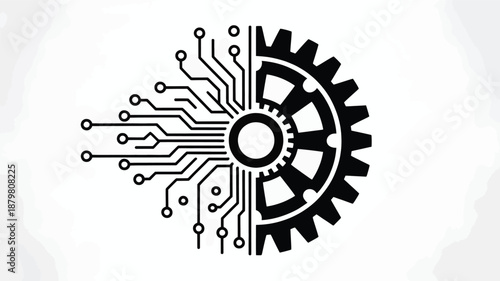 Integration of digital technology and mechanical engineering elements Vector