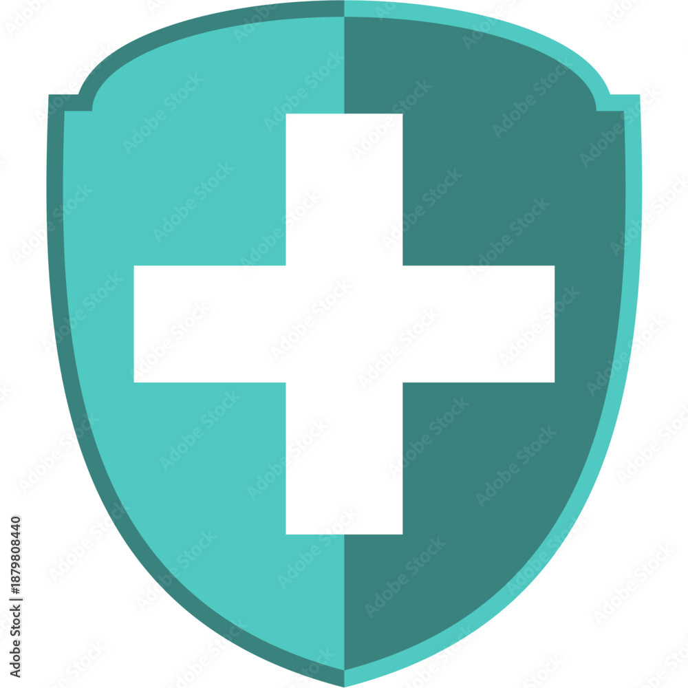 Fototapeta premium Shield Icon with Plus Sign