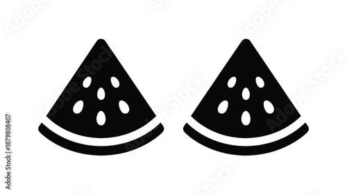 Two black and white iconic watermelon slices representing refreshing summer fruit Vector