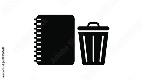 Delete notebook icon representing removing documents or clearing data from a system Vector
