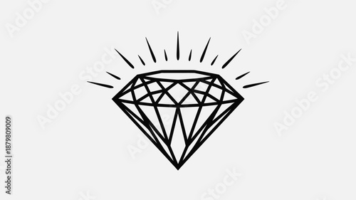 Shining diamond icon vector illustration with radiating lines on a minimalist background Vector